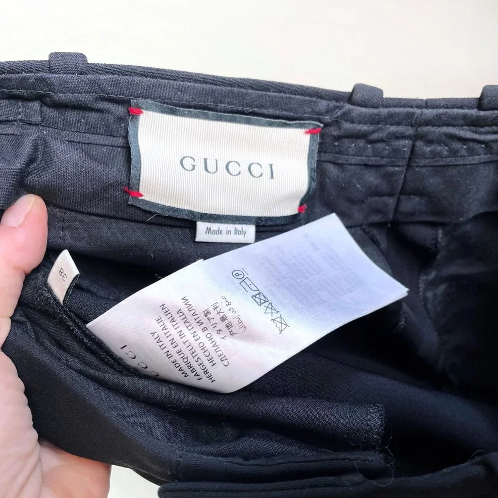 ⚡️SOLD⚡️ gucci black high rise web-striped bootcut pants - size 38 - Picture 4 of 8